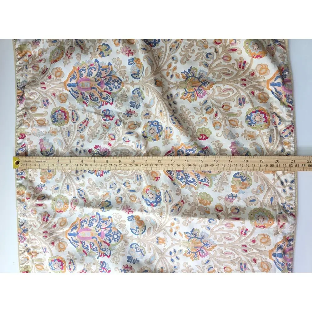 RALPH LAUREN CHAPS Tan Blue Floral Brown Border KING Pillow Sham Set of 2